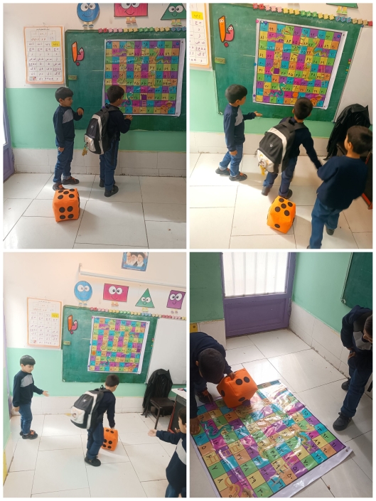 IMG_۲۰۲۴۱۰۲۸_۱۸۱۲۲۰ ساحت تعلیم و تربیت علمی و فناورانه زنگ شاد ریاضی :straight_ruler: تمرین شمارش اعداد با بازی مارو پله:game_die::snake: :boy:پایه ی اول 🧕آموزگار شکوفه زارعی :school: دبستان غیرانتفاعی آسمان حکمت
