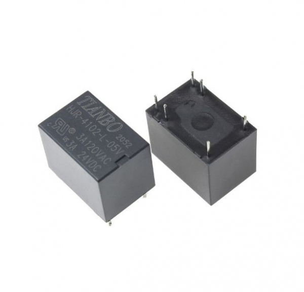 رله 5 ولت 6 پایه 3 آمپر تک کنتاکت رله hjr 4102 تیانبو tianbo رله بوبین وسط 6 پین
