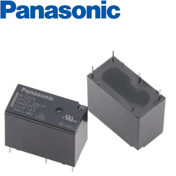 رله 24 ولت چهار پین 4 پایه پهن پکیج رله بزرگ پکیج رله alq324 24v 4pin 10a panasonic