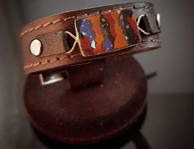 دستبند چرم سنگ درمانی مولتی