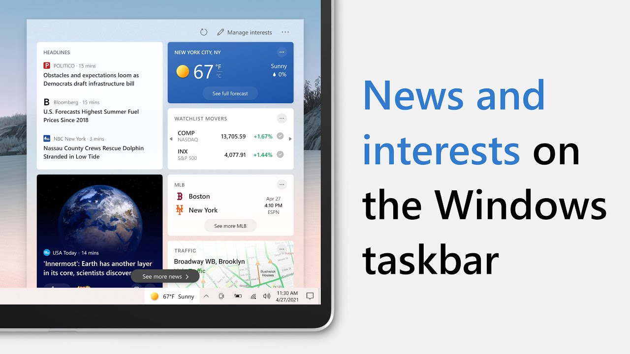 ویندوز 10 آپدیت جدید نیوز اند وتر آب و هوا اخبار هواشناسی تسکبار تسک بار نواروظیفه نوارظیفه windows 10 taskbar news & and interest اینترست