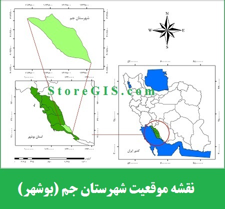 نقشه موقعیت شهرستان جم