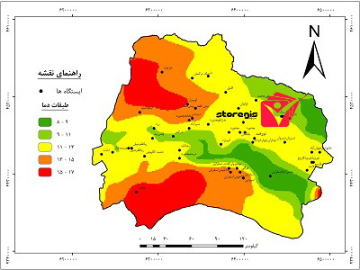 نقشه طبقات دما استان خراسان شمالی