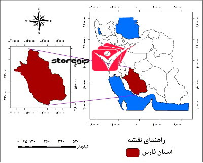 دانلود نقشه موقعیت جغرافیایی استان فارس