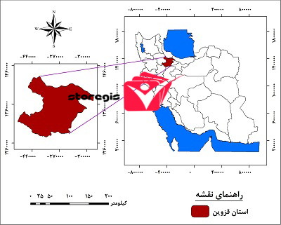 دانلود نقشه موقعیت جغرافیایی استان قزوین