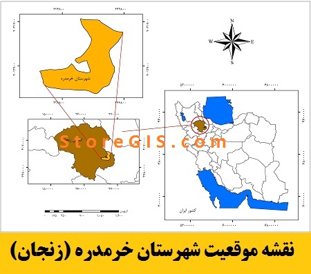 نقشه موقعیت شهرستان خرمدره