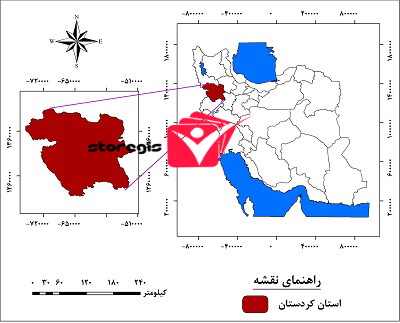 دانلود نقشه موقعیت جغرافیایی استان کردستان
