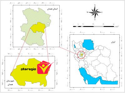 دانلود نقشه موقعیت شهرستان همدان